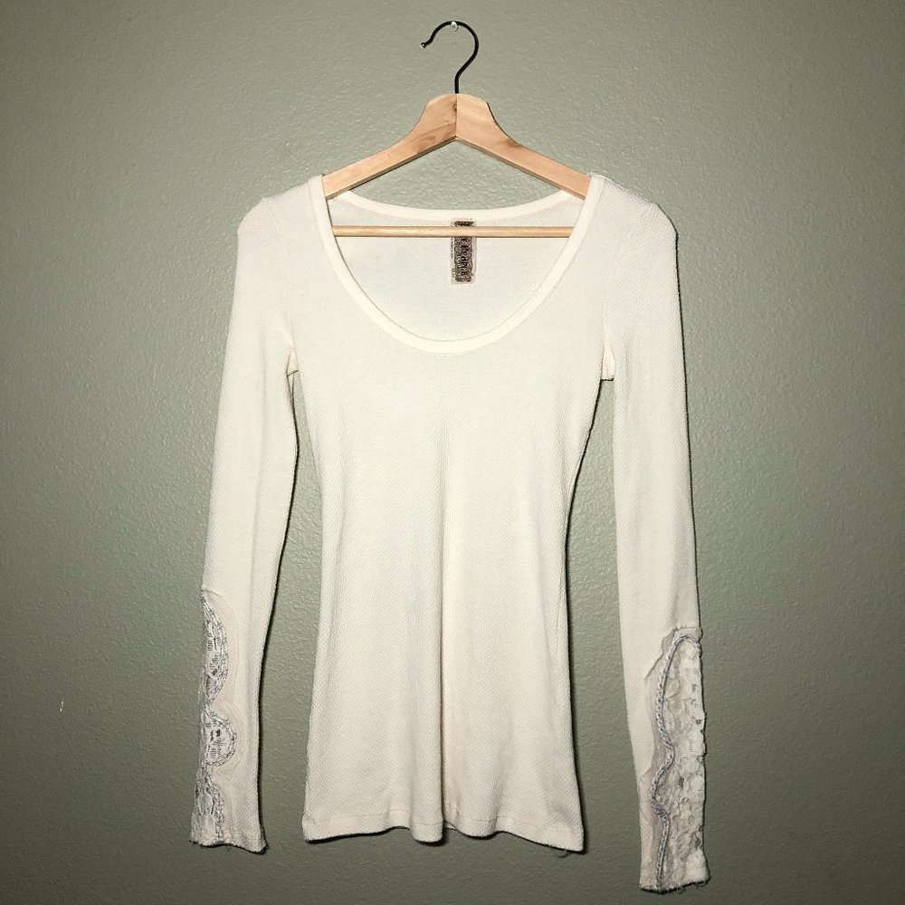 Free People Lace Cuff Thermal Top